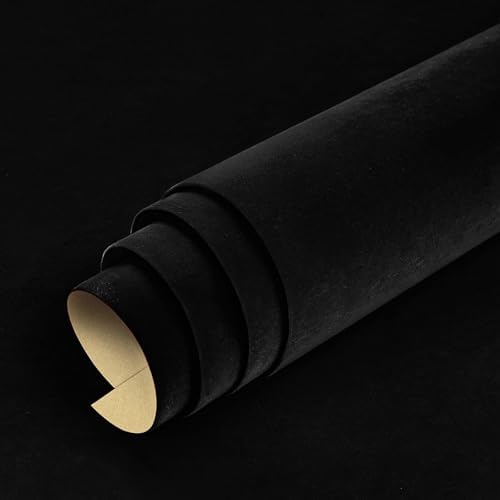 15.8"x237" Black Peel and Stick Velvet Wallpaper Self Adhesive Flocking Liner by iPastePeelandStickWallpaper