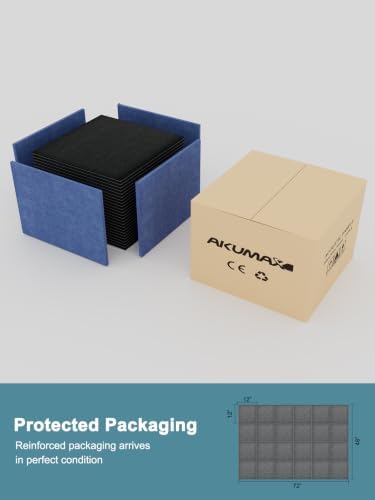 AKUMAX 24 Pack Acoustic Wall Panels, 11.8 x 11.8 x 0.4 in Peel-and-Stick PET - Image 6