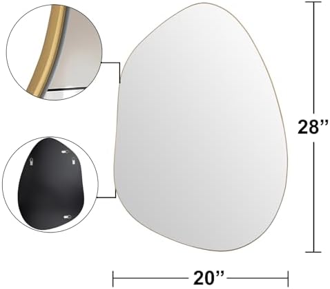 Irregular Asymmetrical Wall Mirror, 28x20 Inch Gold Bathroom Mirror - Image 4