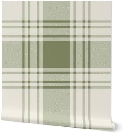 Spoonflower Sage Green Plaid Peel and Stick Wallpaper by Spoonflower