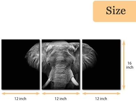 Pacimo 3 Pieces Wall Art for Living Room Elephant Canvas Wall Decor for Bedroom - Image 4