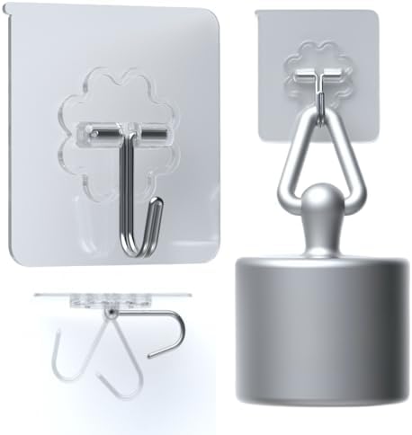 DDMY Adhesive Wall Hooks Heavy Duty 50LB Clear Hook 24 Pack by DDMY