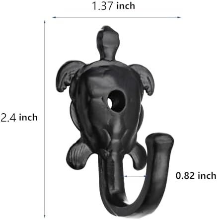 5 Pack Coat Hooks Wall Hooks, Turtle Decorative Wall Mounted Hooks Rustic Metal - Image 2