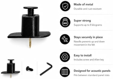Set of 8 metal screw hooks for acoustic panels of 13-15mm - Image 2