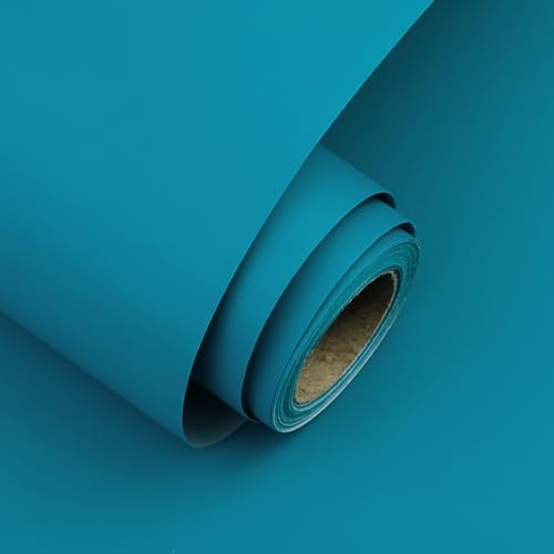 Teal Peel and Stick Wallpaper 15.7"x118" Solid Colour Contact Paper Modern by Uooar