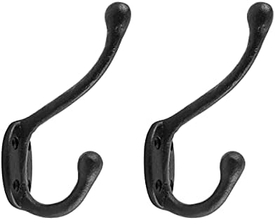 Renovators Supply Manufacturing Double Wall Hook, Wrought Iron Black Powder Coat by RenovatorsSupplyManufacturing