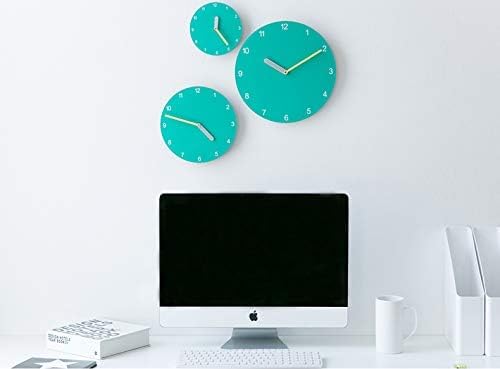 Stephanie Imports Modern Minimalist Teal & Yellow Wall Clock - Image 4