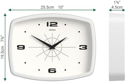 JONES CLOCKS® Movie wall Clock | Rectangular Retro Clock | 10" | White | Cool - Image 4