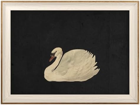 VIYYIEA Framed Swan Wall Art, Vintage Animal Canvas Painting, 16×12 Inch by VIYYIEAART