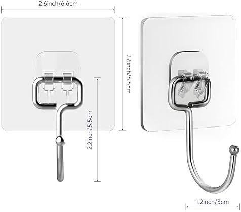 20 Pack Large Sticky Hooks for Hanging Heavy Duty, Wall Hooks Adhesive - Image 2