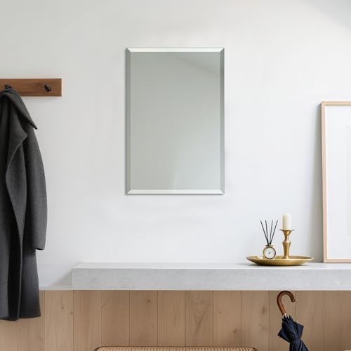 Bathroom Mirror for Over Sink 24x16 Inch Frameless Wall Mirror Rectangle - Image 2