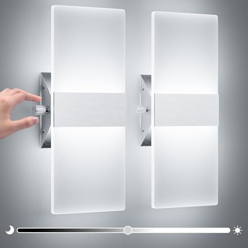 Modern Wall Sconces Set of Two, 12W Dimmable LED Wall Sconces Cool White by ChangM