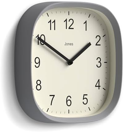 JONES CLOCKS® Sprite wall Clock | Modern Square Clock | 10" | Gray - Image 2