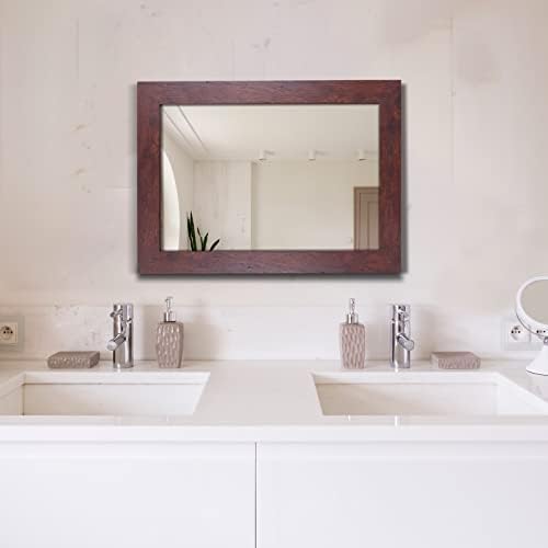 Syndra Rectangular Mirror with Frame Rustic 20''x28'' Wall Mounted Rustic - Image 6