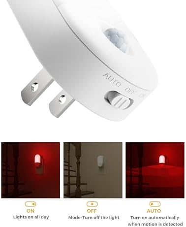 L LOHAS LED Motion Sensor Night Light, Sleep Aid Red, 4 Pack - Image 3