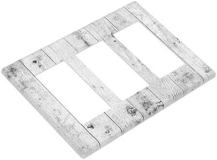 Light Switch Covers Rustic White Grey Wood Grain 3 Gang Rocker Electrical GFCI - Image 3