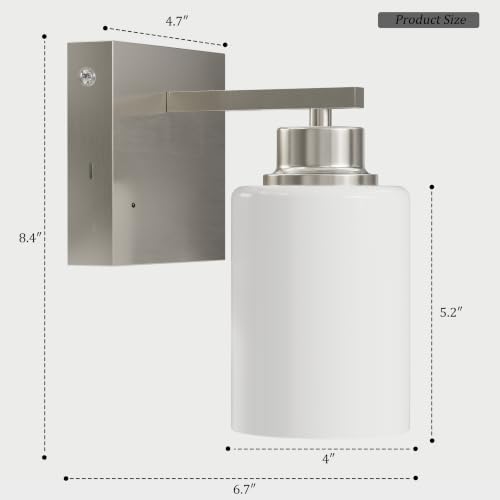 Wireless Battery Operated Wall Sconce Set of Two, Modern White Glass Nickel - Image 4