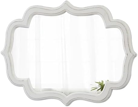 Vintage Oval Wall Mirror 22 X 30 Inch, Distressed White by Sintosin