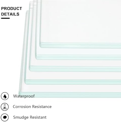 14" W x 44" L - 5 PCS Rectangle Tempered Glass Shelf Set, Glass Shelves of Wall - Image 7