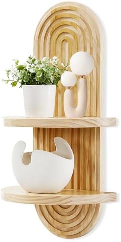 SweetSage Wooden Arched Wall Shelf, Boho Decor Floating Shelves Natural by HOME