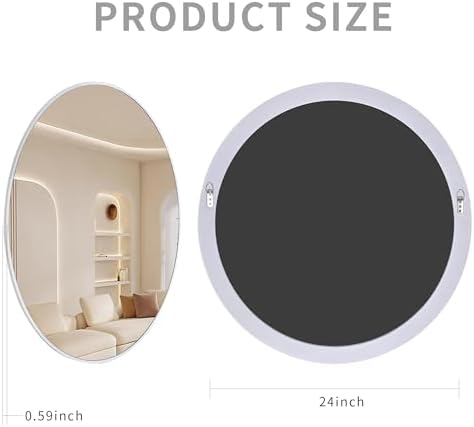 24 Inch White Round Bathroom Mirror - Image 3