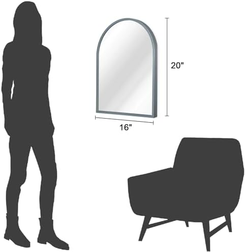 Arched Wall-Mounted Mirror Aluminum Alloy Frame Bathroom Wall Mirror - Image 7