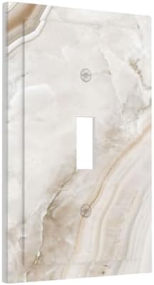 Decorative Light Switch Cover Beige Marble Pattern 1 Gang Single Toggle - Image 2