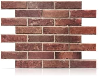 3D Faux Red Brick Wall Panels, Realistic Finish, 29.2 Sq Ft by ConcordWallcoverings