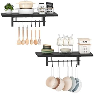 CHOEZON Wall-Mounted Pot Racks, Floating Shelves, Vintage Pot Hangers by Choezon