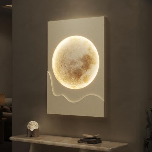 Cuspin Large White 3D LED Moon Wall Art, 24x36 In by Cuspin