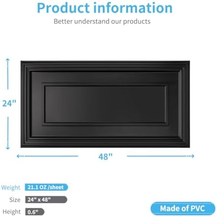 Art3d PVC Ceiling Tiles, 3D Plastic Sheet in Black, 2 x 4 ft - Image 6