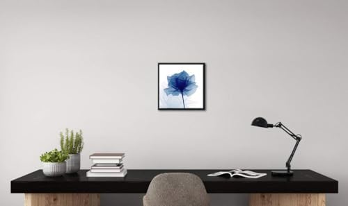 Pyradecor Black Framed Transparent Blue X-Ray Rose Canvas Wall Art, Minimalist - Image 3