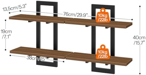 HOOBRO Floating Shelves, 15 Inch Wall Shelf Set of 2, Wall Mounted Storage - Image 2