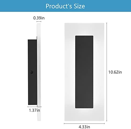 LMQNINE Modern LED Acrylic Black Wall Sconce White Light 6000K - Image 2