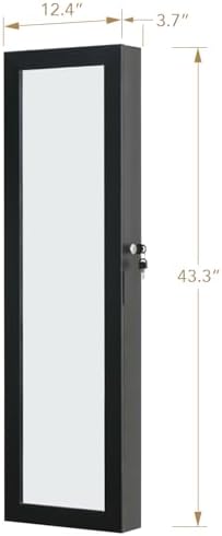 Full Length Mirror Jewelry Cabinet Organizer Lockable Door Wall-Mounted Jewelry - Image 4