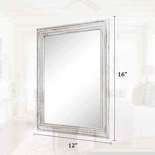 Wall Mirror with Rustic Wood Frame Rectangle Hanging Mirrors - Image 6