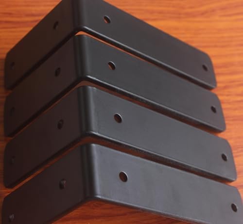 10 Pack - L 6" x H 4" x W1.5, 5mm Thick Black L Shelf Bracket, Iron Shelf - Image 5