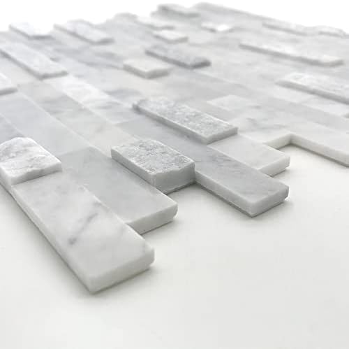 SUNWINGS 5-Sheet Peel and Stick Mosaic Natural 3D Stone Self Adhesive Marble - Image 4