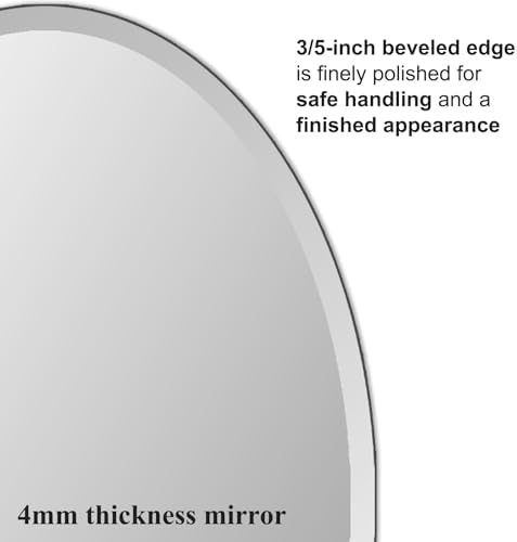 Bathroom Mirror for Over Sink 20" x 28" Oval Frameless Wall Mirror - Image 5