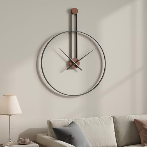 Cuspin 24 Inch Large Wall Clock, Modern Black Metal Clocks by Cuspin