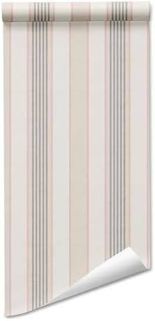 RollsRolla Modern Pink and Beige Stripe Peel and Stick Wallpaper - Image 4