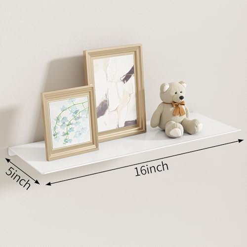 MKO 16" Floating Shelves for Wall, Metal Wall Mounted Shelf for Bathroom - Image 3