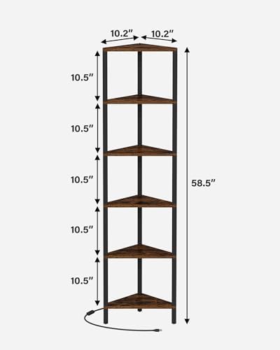 TUTOTAK Corner Shelf with LED Light, 6-Tier Corner Bookshelf - Image 2