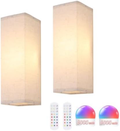 Shenmoyl 2-Pack Rectangle Wall Sconces, Battery Operated by Shenmoyl