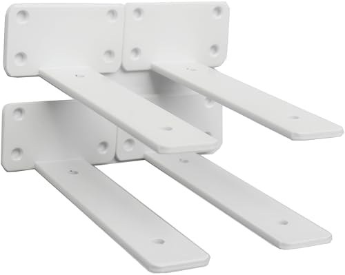 4 Pack - 7 inch White Hidden L Shelf Bracket Iron Floating Shelf Brackets by MHMYDZ