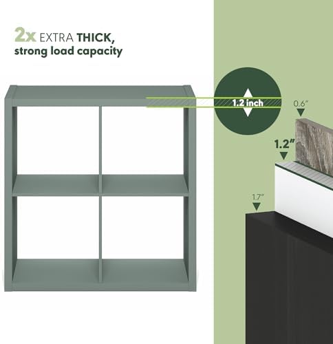 Furinno Cubicle 4-Cube Book Shelf, Extra Thick Frame Bookshelf, Light Grey - Image 5