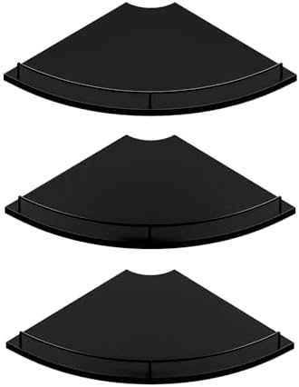 JJL Corner Shelf with Rails, 3-Tier Fan-Shaped Floating Corner Shelf Wall by Unknown