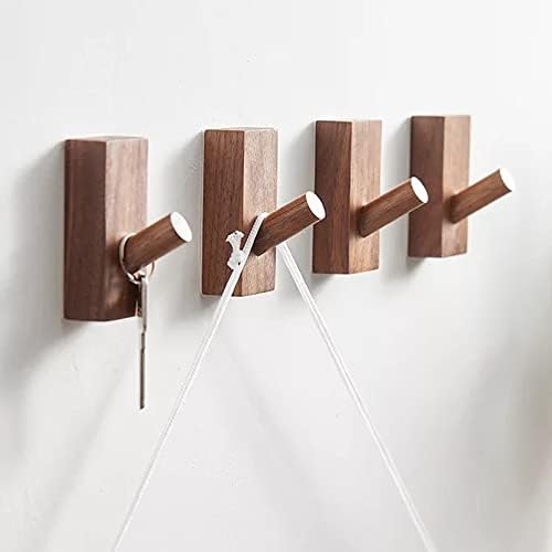 HomeDo Adhesive Wood Wall Hooks, Decorative Coat Hooks Hat Rack, Walnut 5P by HomeDo