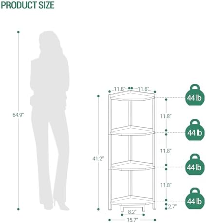 Hzuaneri Corner Shelf Stand 4-Tier Corner Bookshelf Storage Standing Shelf - Image 2