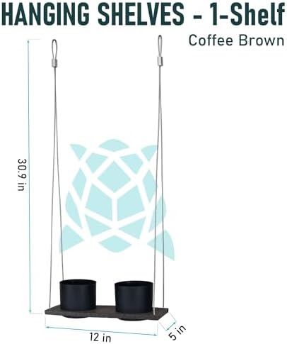 Hanging Planter Line, Plant Hanger, Coffee Brown, 2 Pots Shelf - Image 3